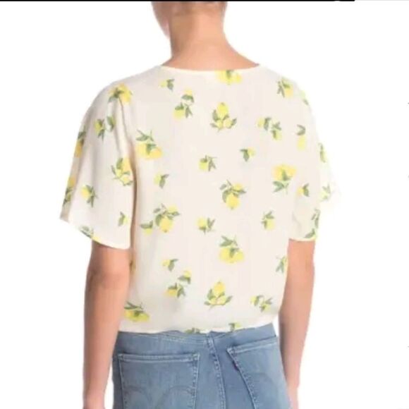 Elodie Boho Fruity Cream & Lemons Tied Waist Button Down Shirt - Picture 2 of 10